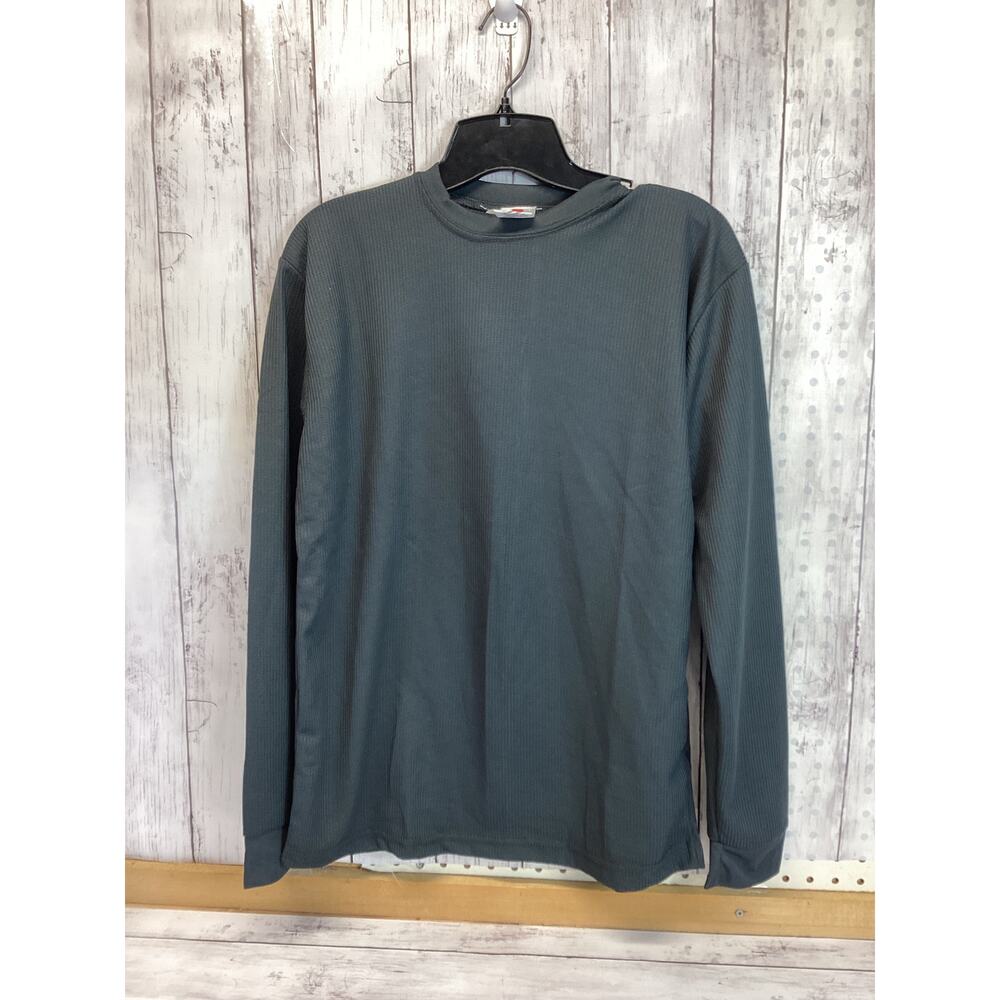 Zone Men Classic T-Shirt Size Small Gray Thermal Crew Neck Long Sleeve Pullover